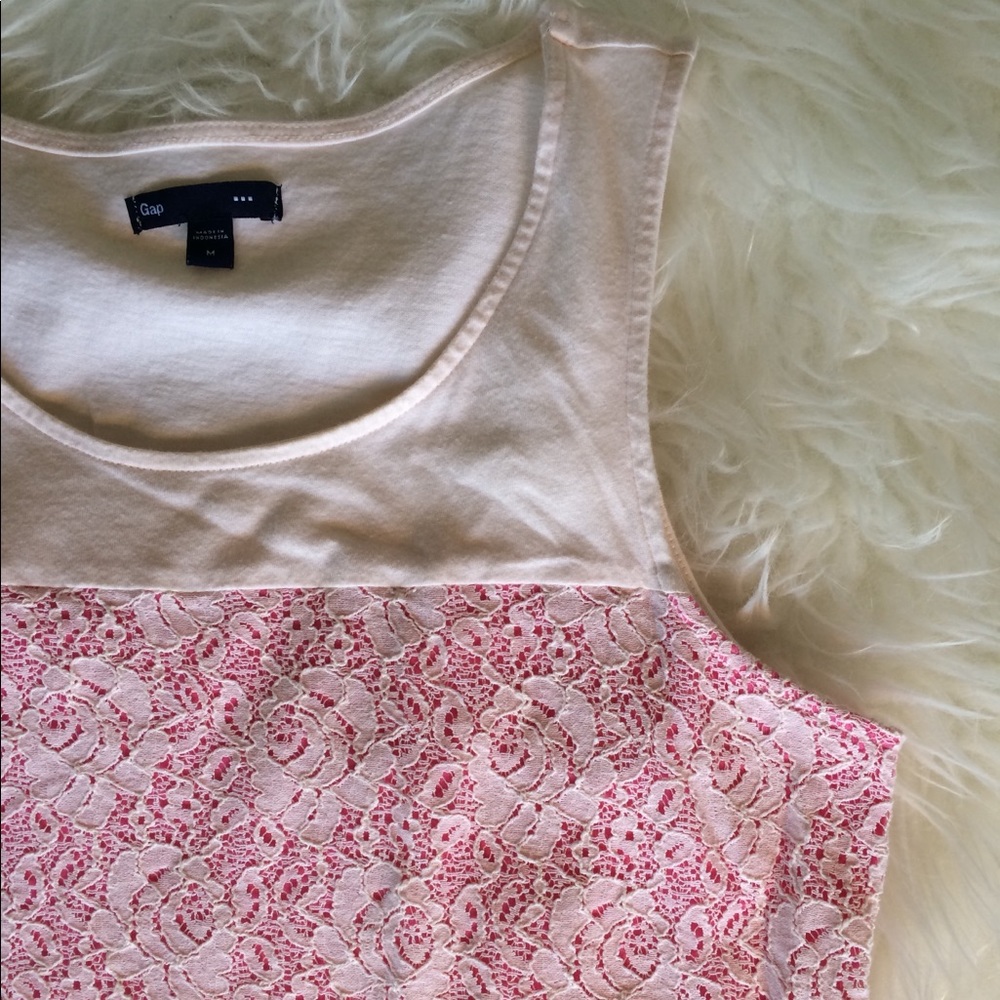 Gap Pink/Cream Lacey Tank